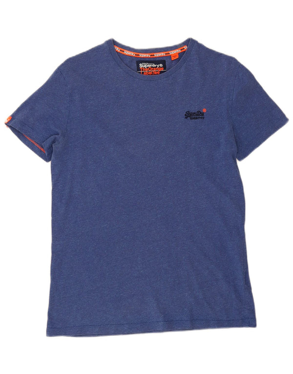 Camiseta masculina Superdry top pequeno algodão manchado azul