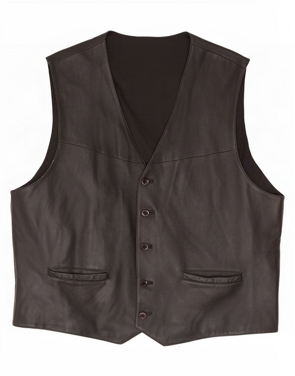 Colete de couro masculino vintage UK 42 XL preto