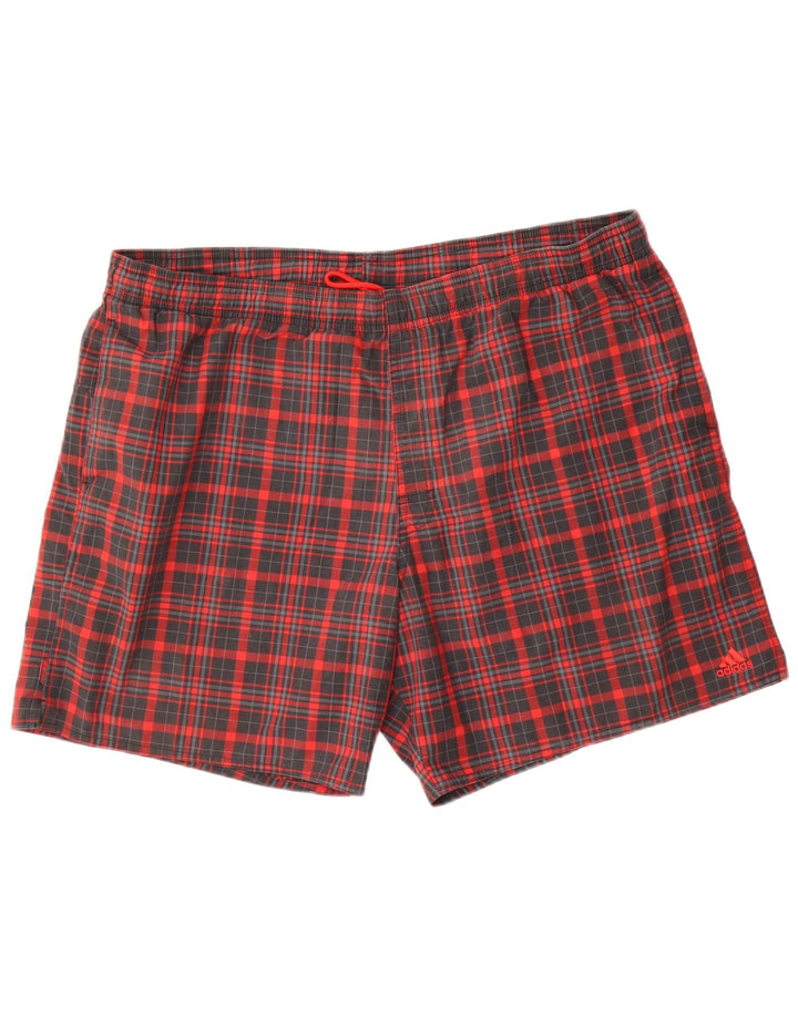 Shorts de natação masculino Adidas XL vermelho xadrez poliéster