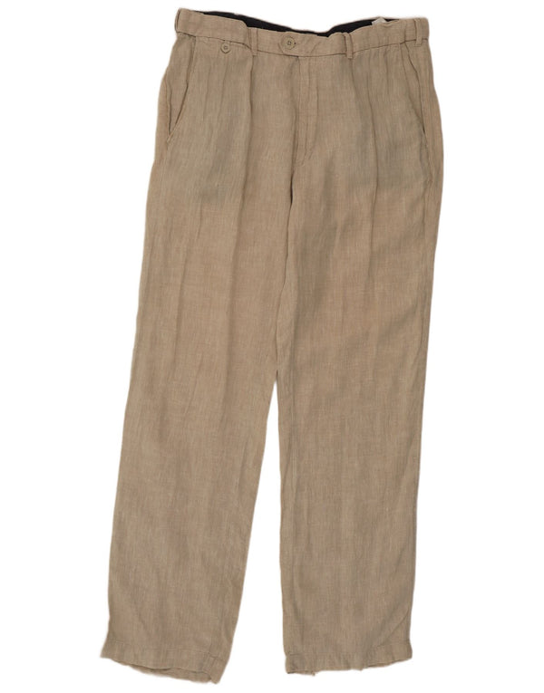 Calça casual reta masculina Marks & Spencer Blue Harbor W38 L33 bege