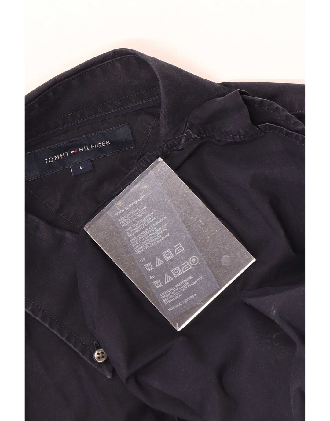 Camisa gráfica masculina Tommy Hilfiger grande algodão azul marinho