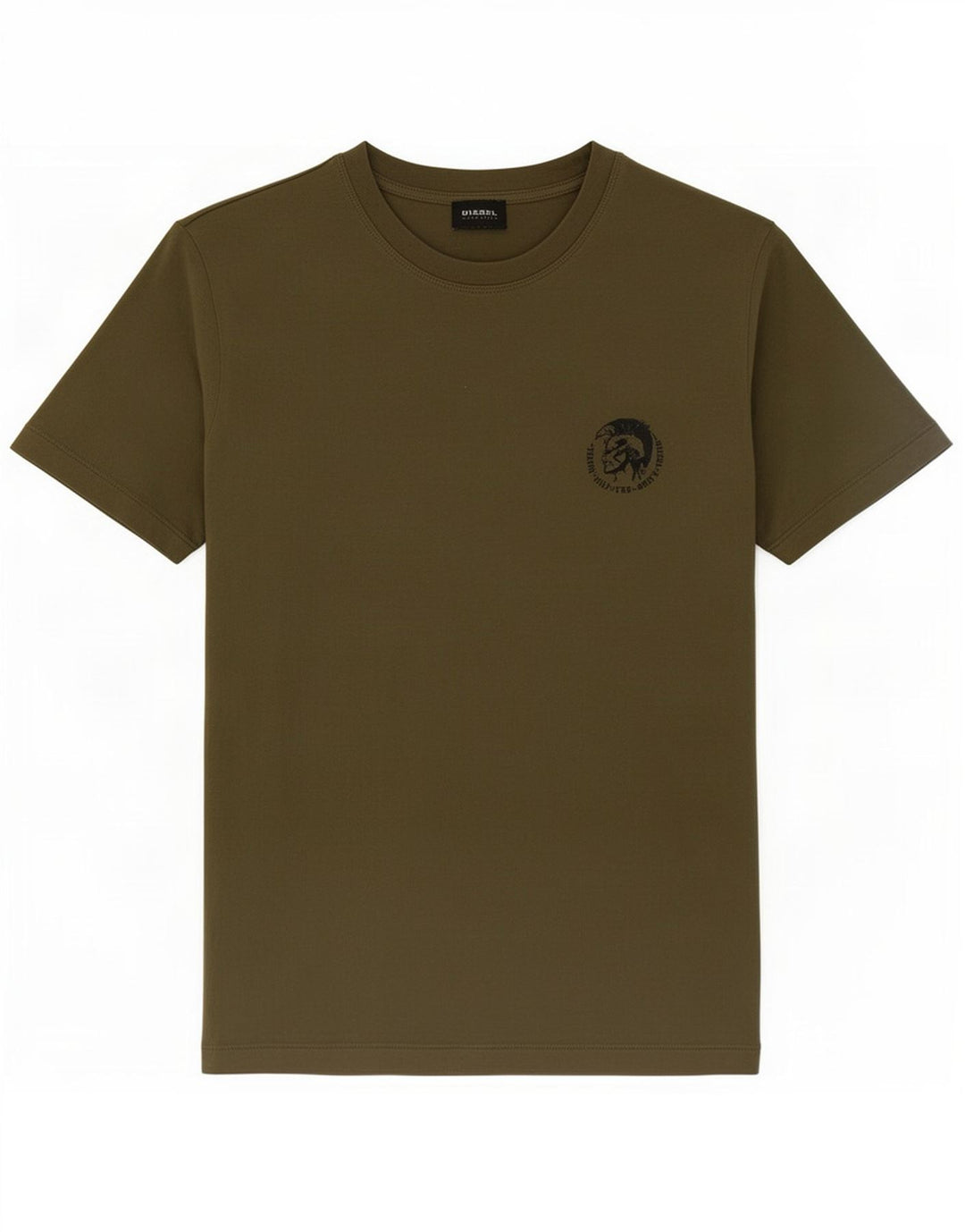 Diesel Mens Camiseta Top Médio Algodão Cáqui