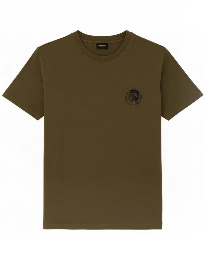 Diesel Mens Camiseta Top Médio Algodão Cáqui