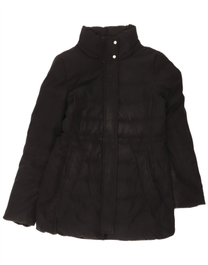 Jaqueta acolchoada feminina Zara UK 10 pequeno algodão preto