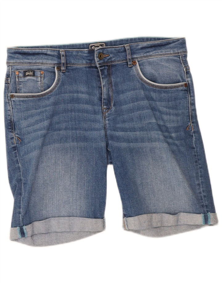 Shorts jeans feminino Superdry W34 grande algodão azul