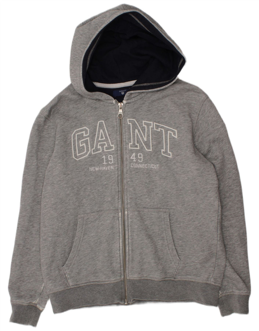 GANT Suéter masculino com capuz e zíper gráfico 11-12 anos algodão cinza