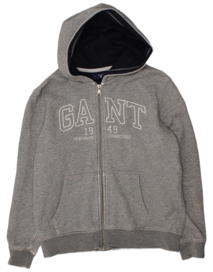 GANT Suéter masculino com capuz e zíper gráfico 11-12 anos algodão cinza