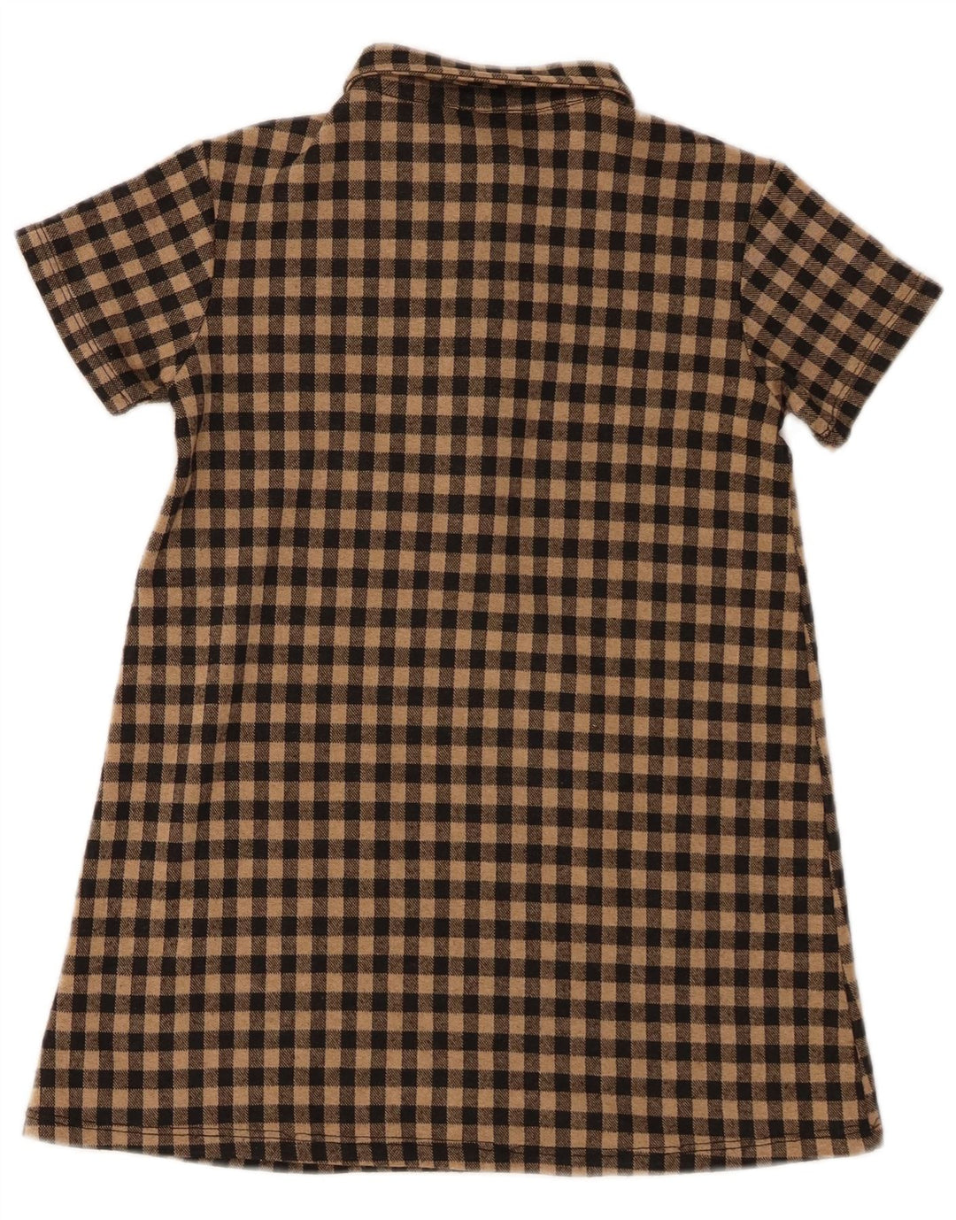 Zara Vestido camisa pulôver de manga curta para meninas 7-8 anos marrom guingão