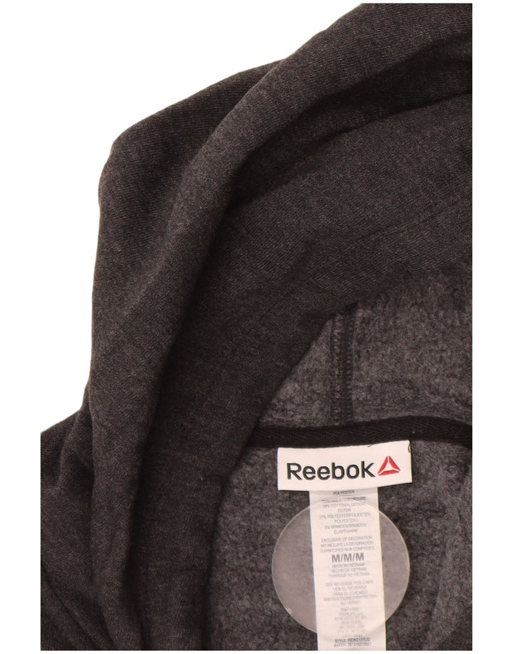 Reebok feminino oversized gráfico moletom com capuz UK 14 algodão cinza médio