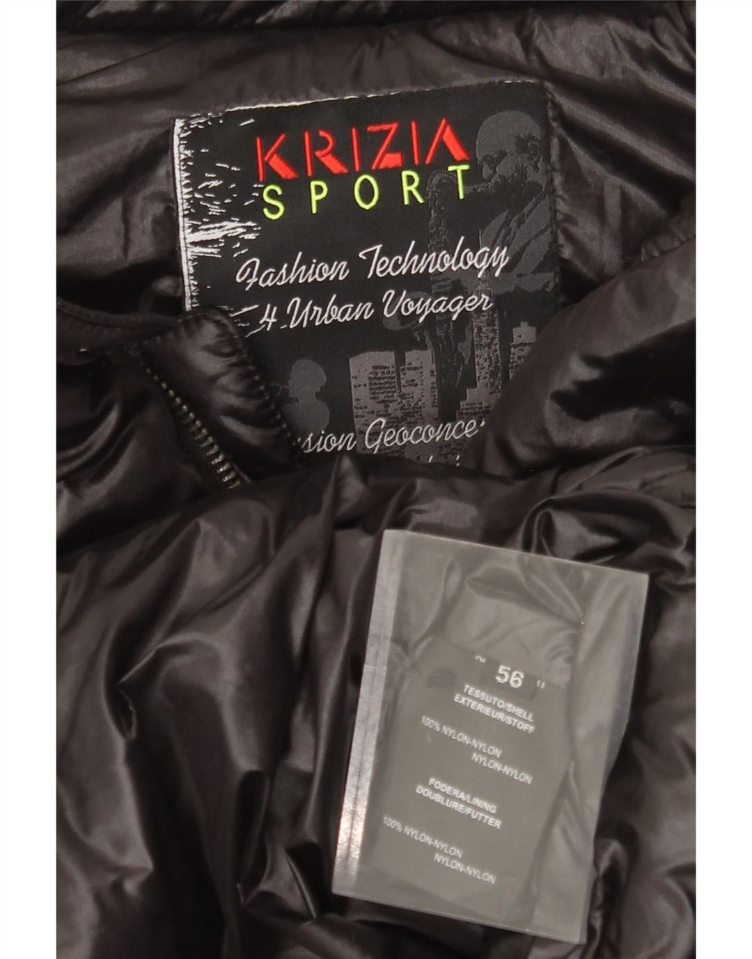 Colete masculino acolchoado Krizia IT 56 3XL nylon preto