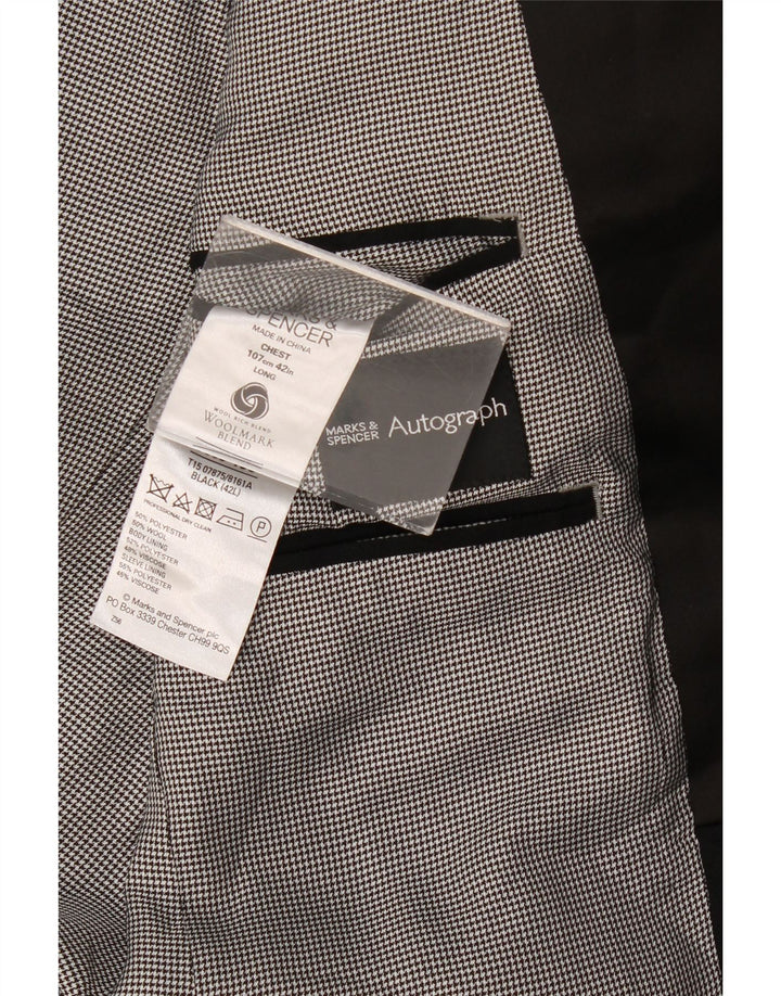 Jaqueta blazer masculina Marks & Spencer Autograph 2 botões Reino Unido 42 XL preta