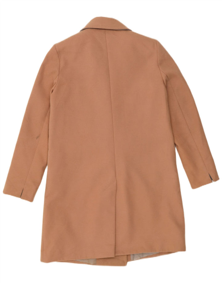 Casaco feminino Topshop com peito duplo UK 12 poliéster bege médio