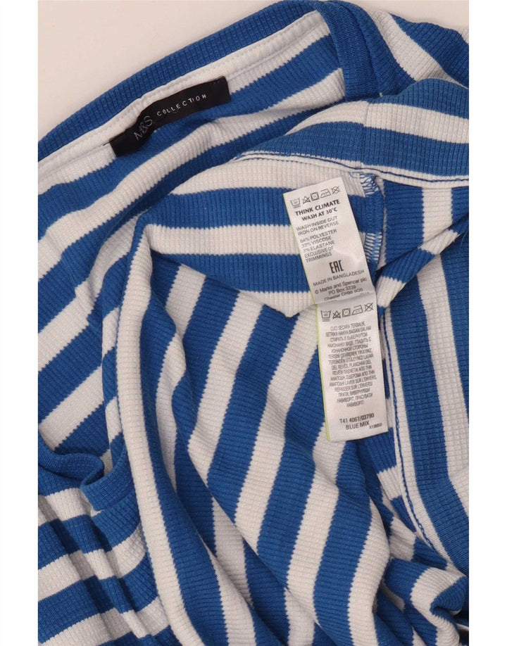 Blusa feminina Marks & Spencer UK 18 XL poliéster listrado azul