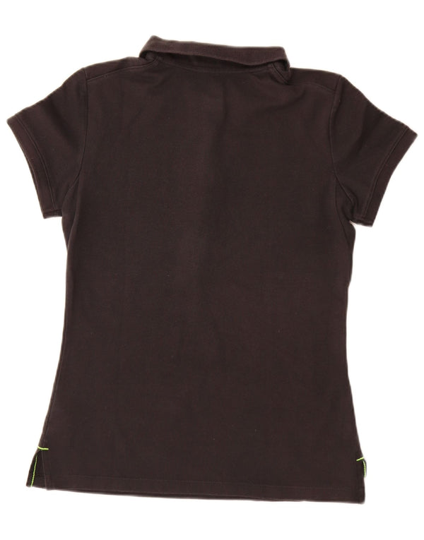 Nike Womens Dri Fit Polo Shirt UK 10/12 Medium Black Cotton