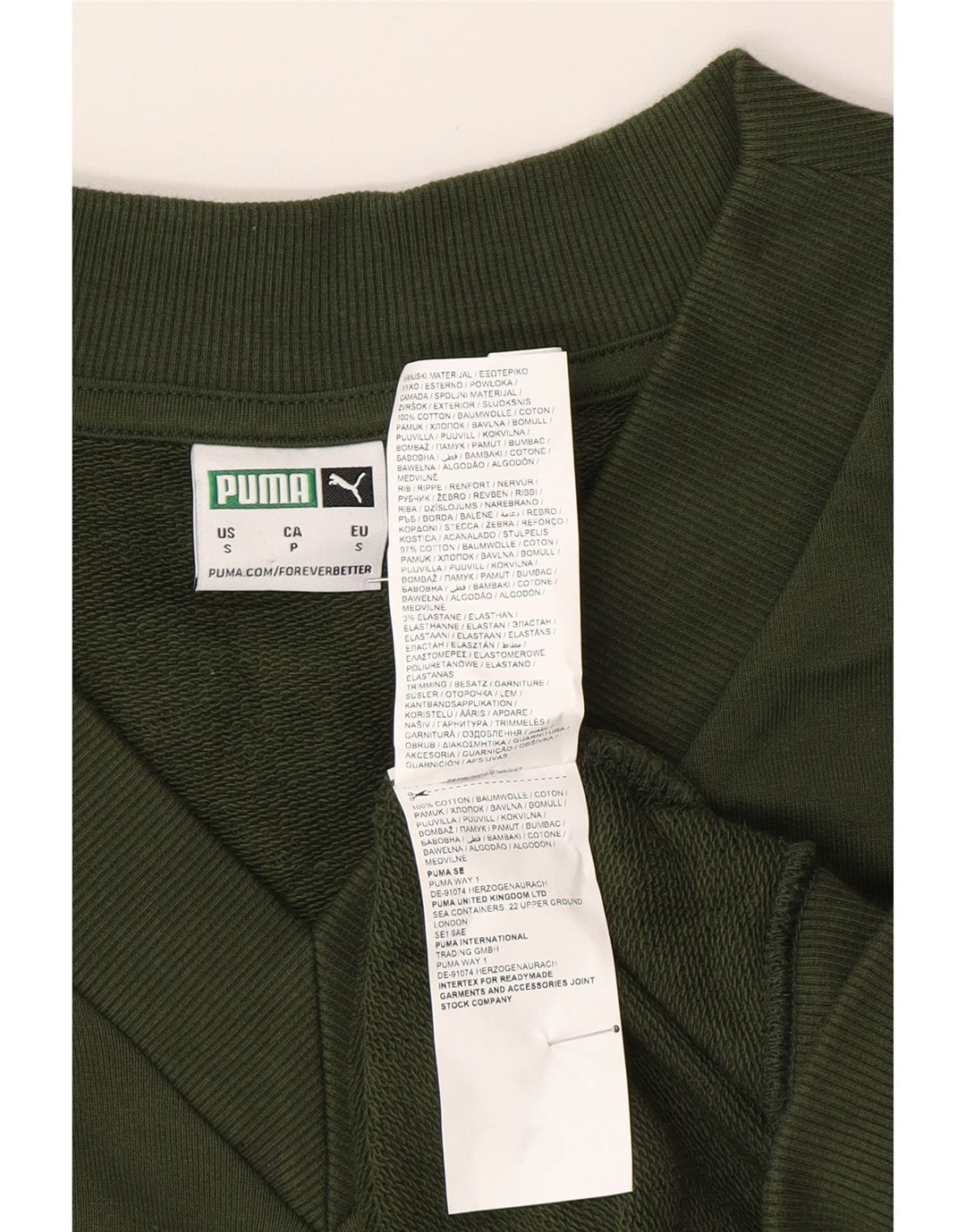 PUMA moletom masculino sem mangas jumper pequeno algodão verde