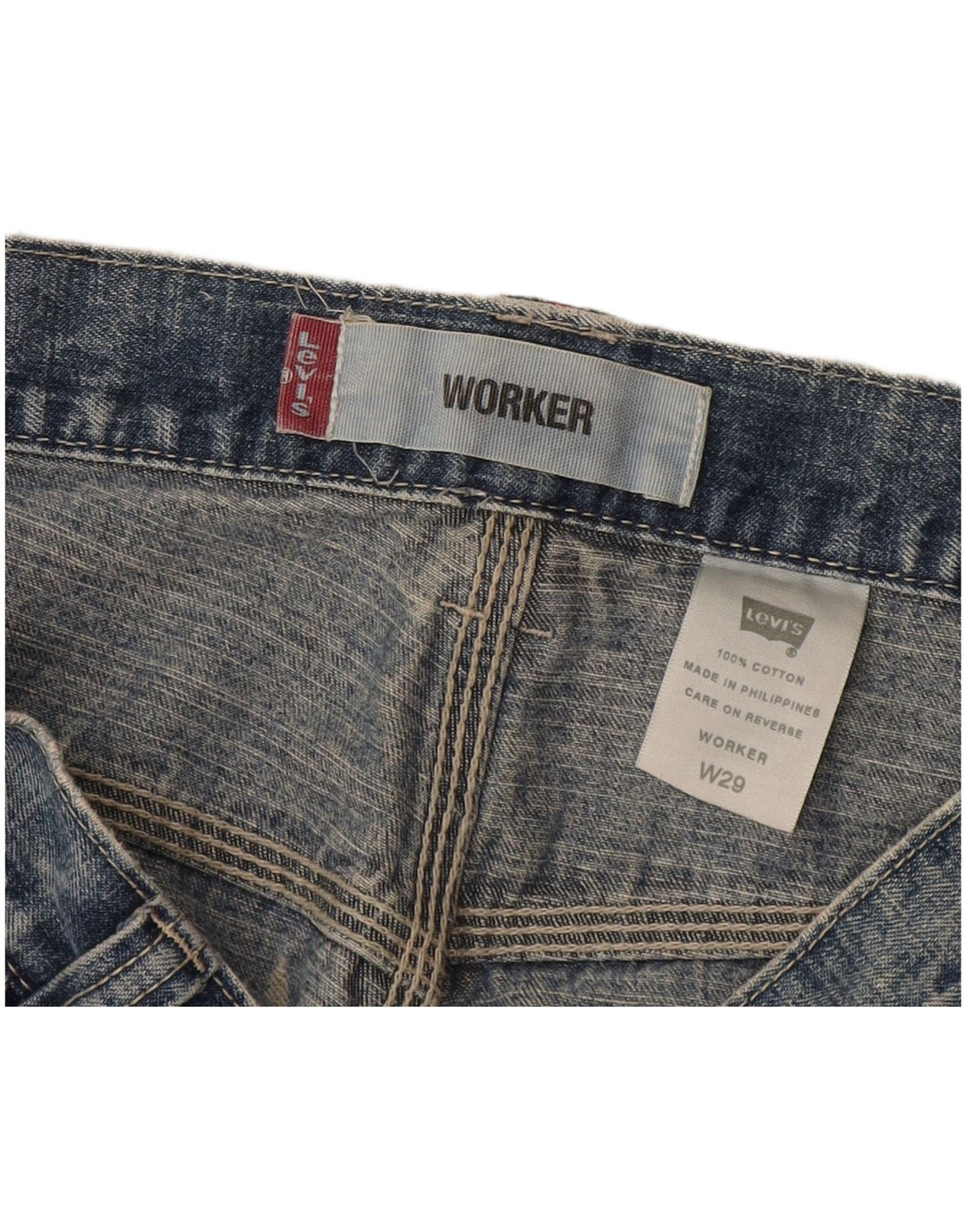 Shorts jeans masculinos Levi's Workwear W29 algodão azul médio