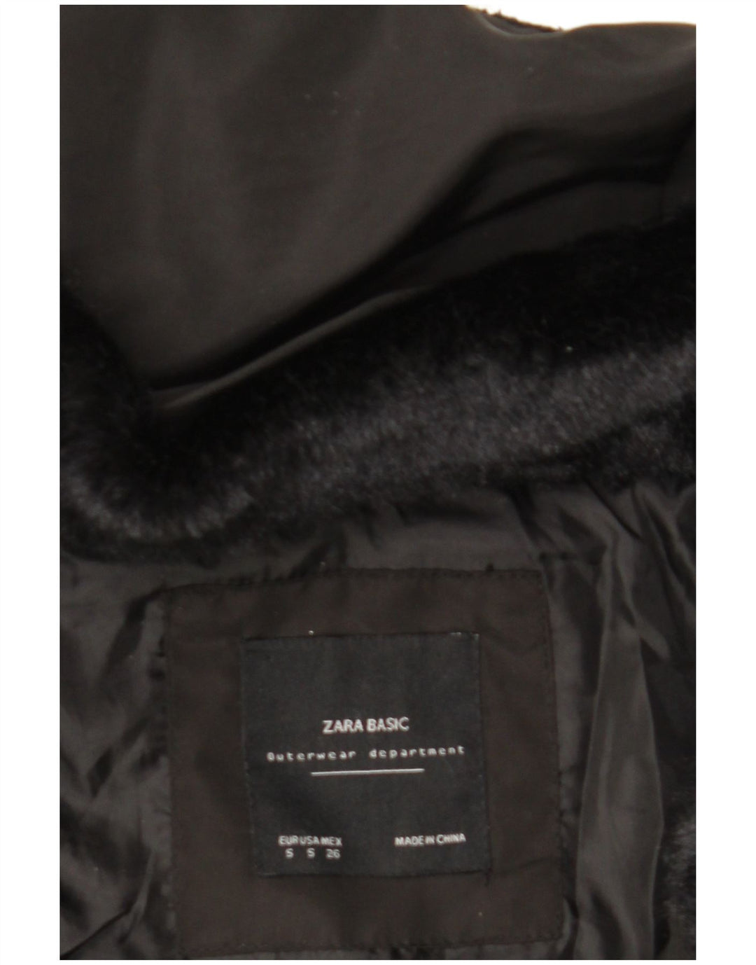 Jaqueta acolchoada com capuz feminina Zara UK 10 poliéster preto pequeno
