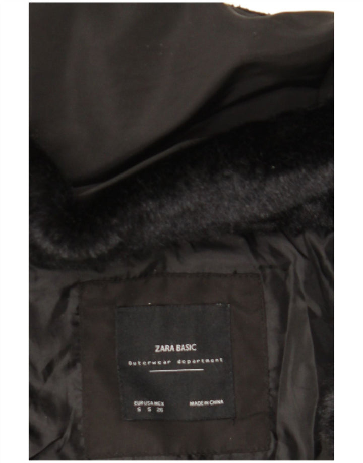 Jaqueta acolchoada com capuz feminina Zara UK 10 poliéster preto pequeno