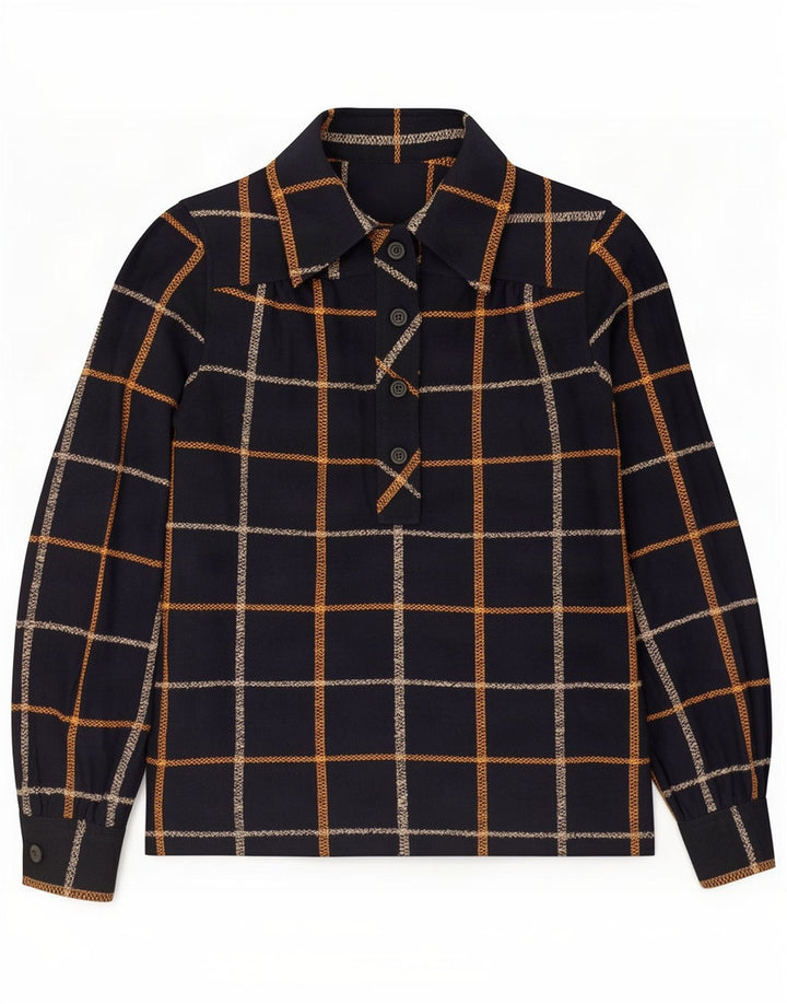 Camisa pulôver feminina vintage IT 44 lã xadrez preta média