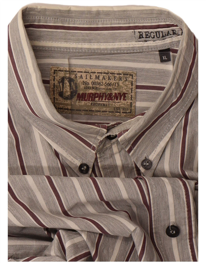 Camisa masculina Murphy & Nye Regular Fit XL listrada cinza