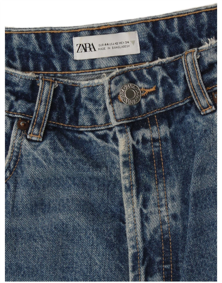 Calça jeans feminina Zara com cintura alta EU 44 XL W34 L26 azul algodão