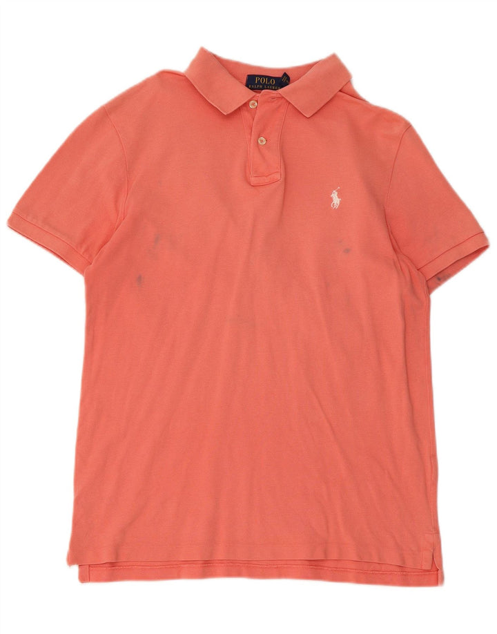 Camisa polo Ralph Lauren masculina personalizada Slim Fit rosa médio