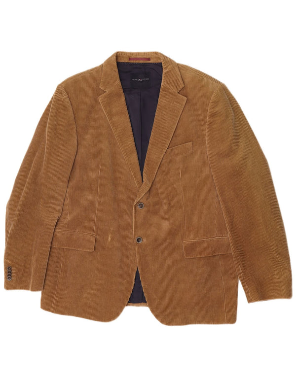 Jaqueta blazer masculina de veludo cotelê Tommy Hilfiger sob medida de 2 botões Reino Unido 42 XL bege