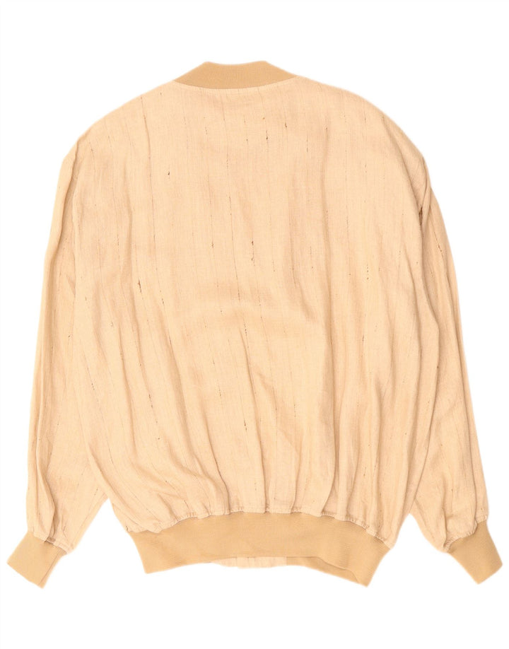 Jaqueta bomber masculina VINTAGE UK 42 XL bege risca de giz linho