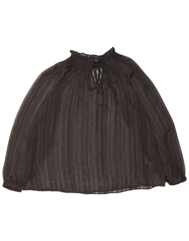 Marks & Spencer Top feminino de manga comprida grande transparente Reino Unido 6 XS preto