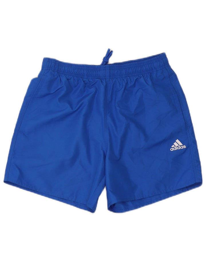 Shorts esportivos masculinos Adidas médio azul poliéster