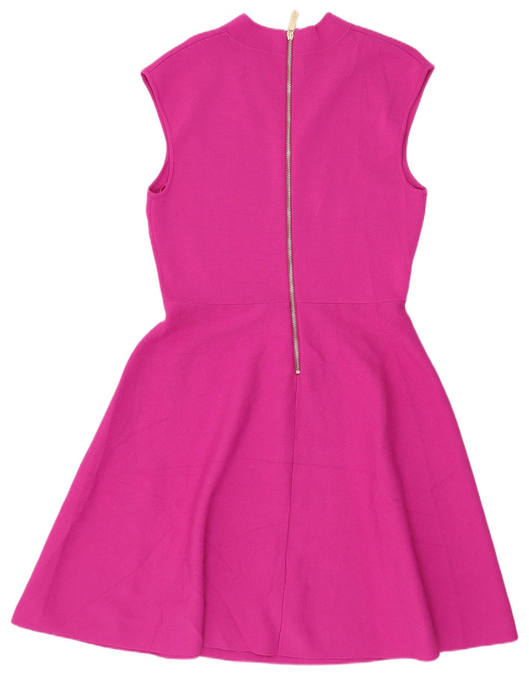 Vestido feminino Ted Baker sem mangas evasê tamanho 3 viscose rosa médio