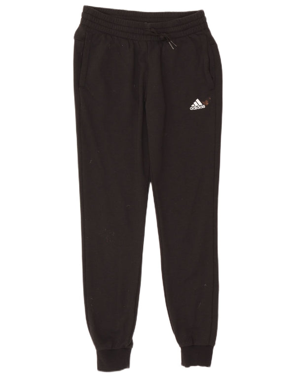 Adidas Womens Graphic Tracksuit Calças Joggers UK 4/6 XS Algodão Preto