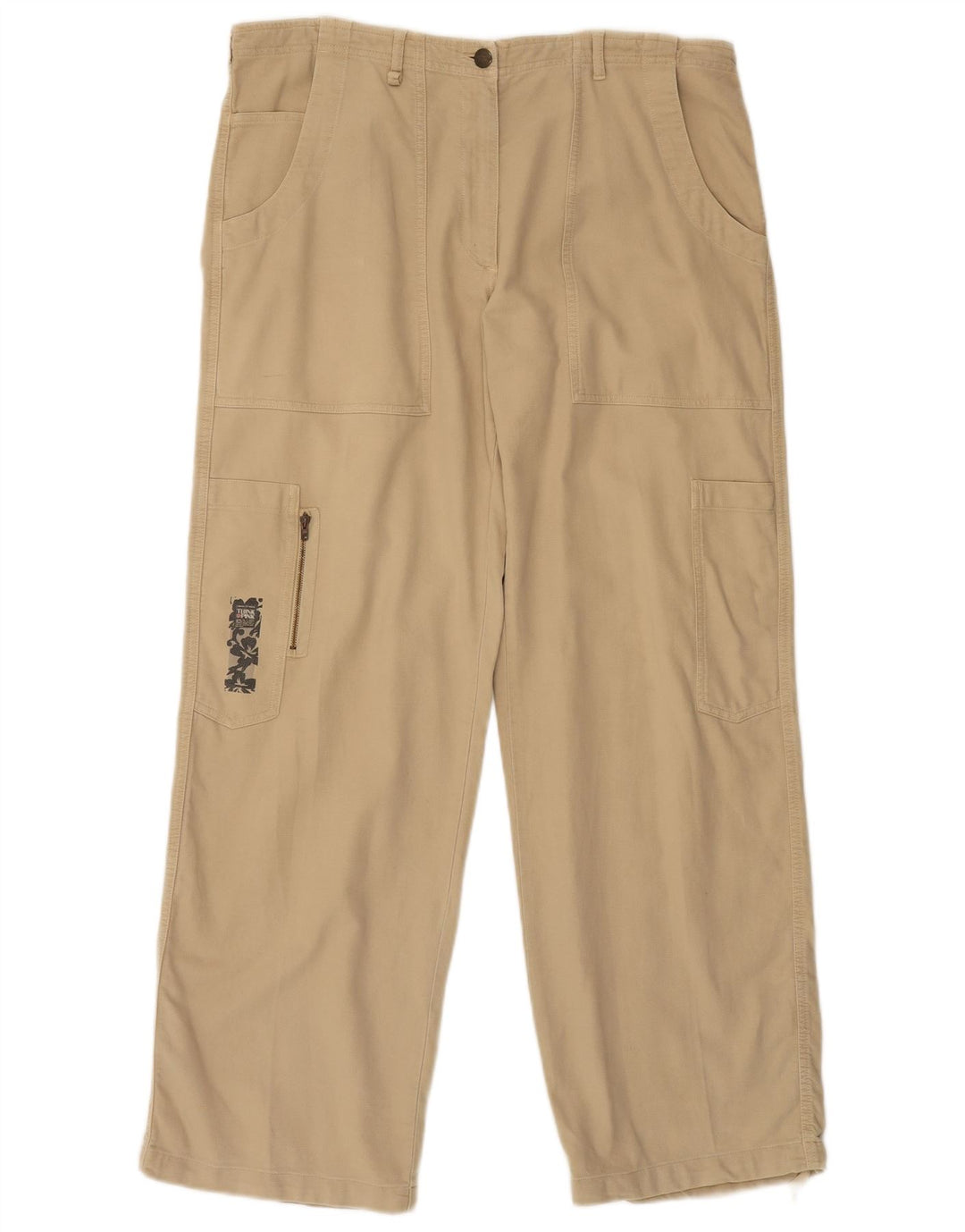 Calça cargo reta feminina THINK PINK W36 L31 algodão bege