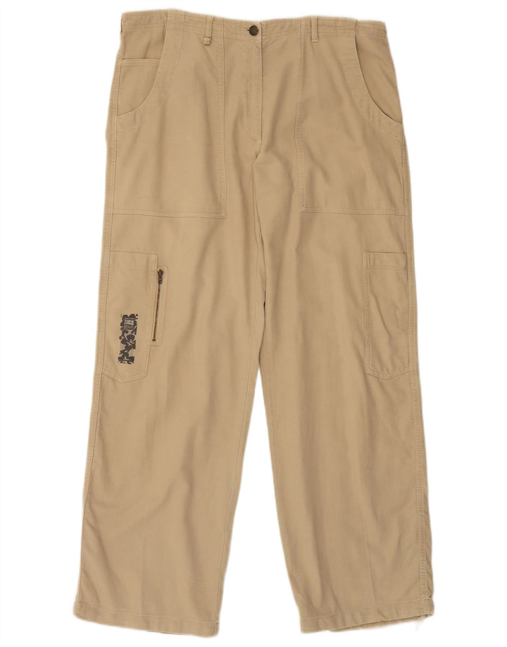 Calça cargo reta feminina THINK PINK W36 L31 algodão bege
