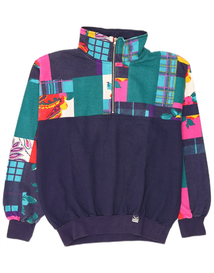 TRIGEMA Fato de treino feminino completo UK 14 médio azul marinho patchwork algodão