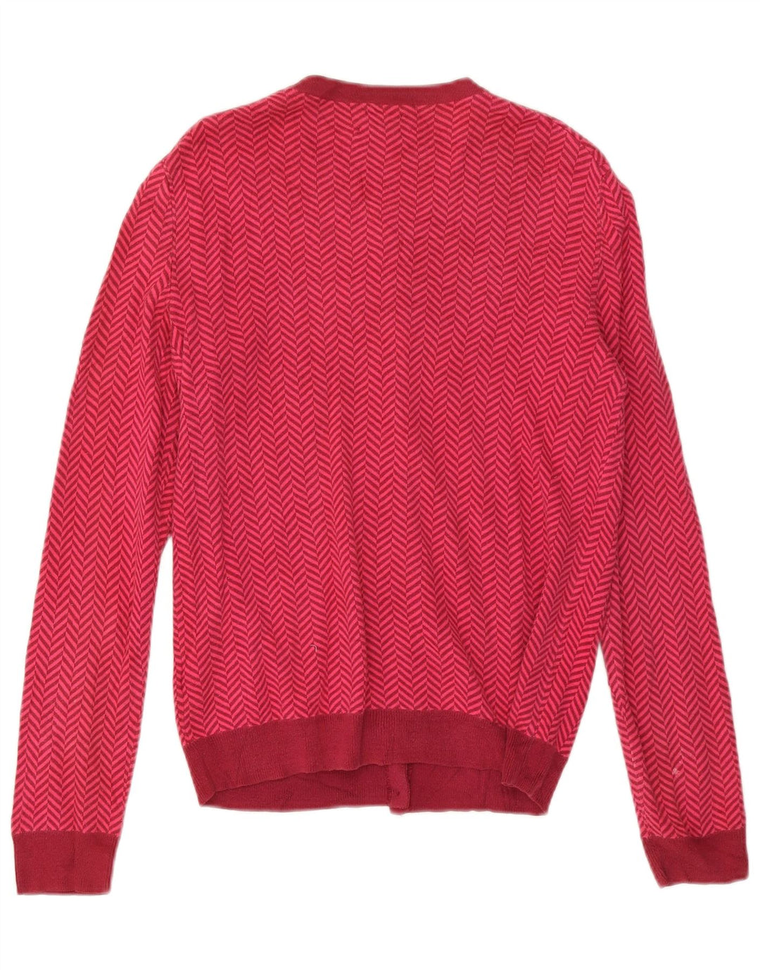 Suéter cardigã feminino Tommy Hilfiger Reino Unido 14 algodão espinha de peixe rosa médio