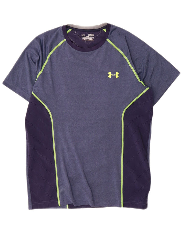 Camiseta masculina Under Armour Heat Gear Top médio azul marinho Colourblock