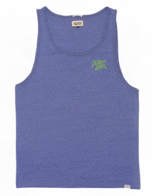 Tommy Hilfiger Mens Vest Top Large Blue Flecked Polyester