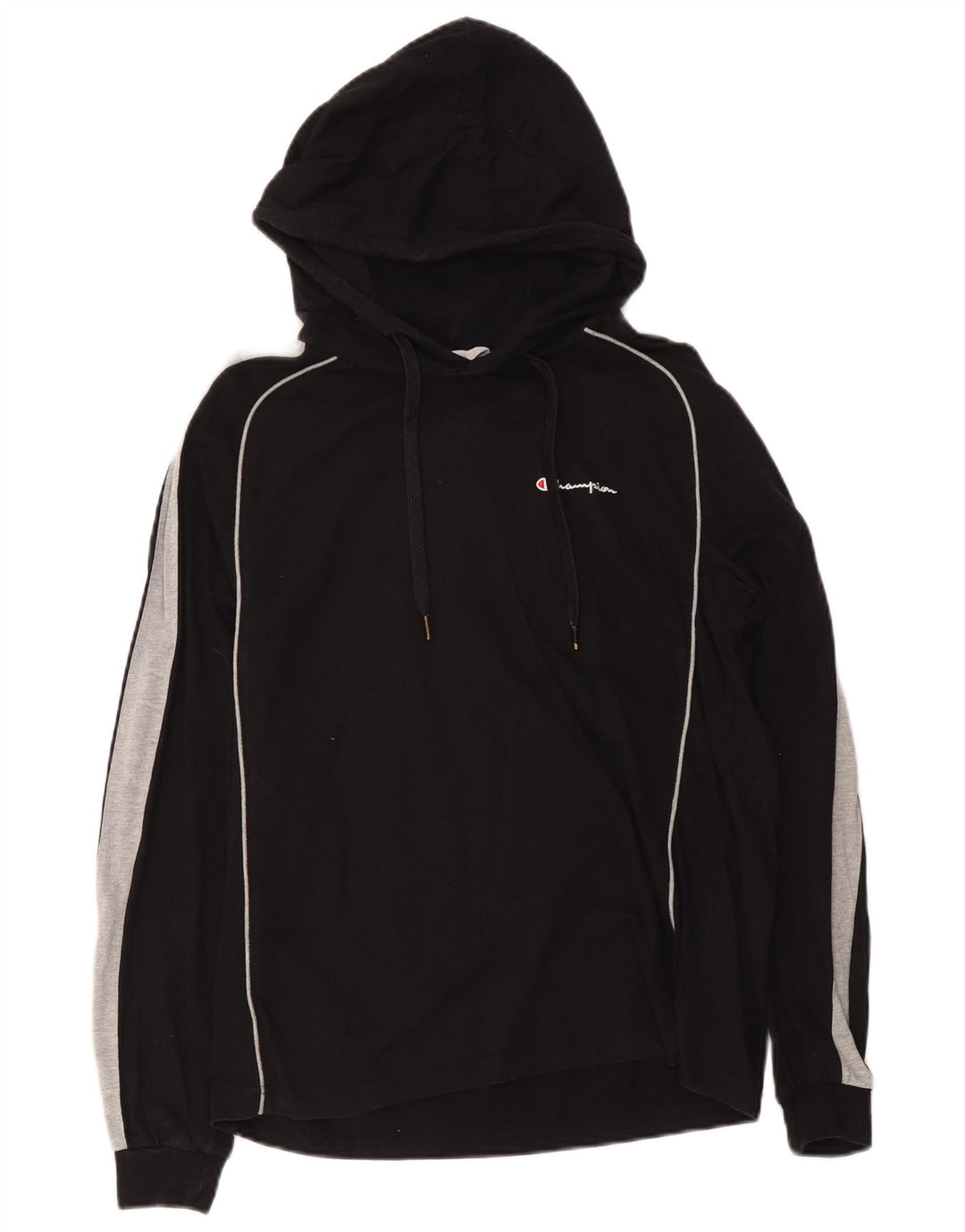Campeão masculino com capuz, manga comprida, médio, preto, algodão colorblock