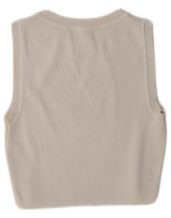 Zara Womens Crop Vest Top UK 14 Grande Bege Viscose