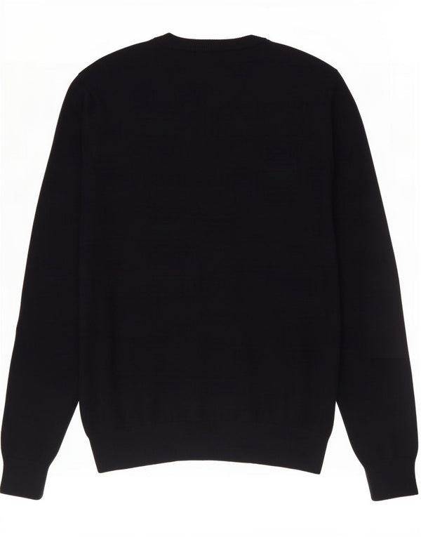 Suéter masculino Marks & Spencer com decote em V, algodão azul marinho médio