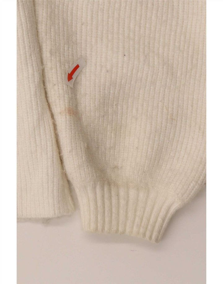 Suéter cardigã feminino Zara Reino Unido 12 viscose branca média