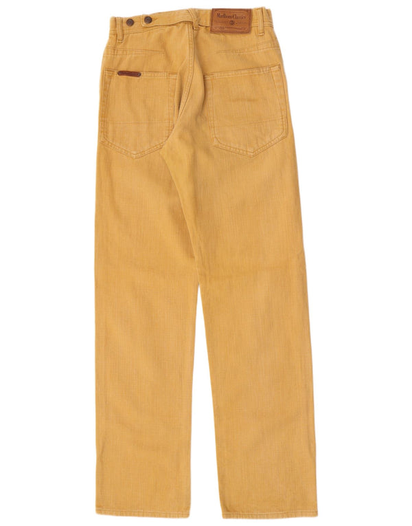 Calça feminina reta casual Marlboro Classics W29 L34 algodão amarelo