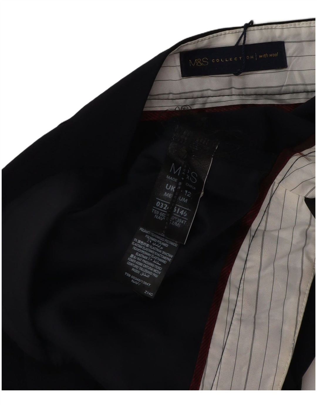 Calça Chino Feminina Marks & Spencer Reino Unido 12 Médio W32 L32 Azul Marinho
