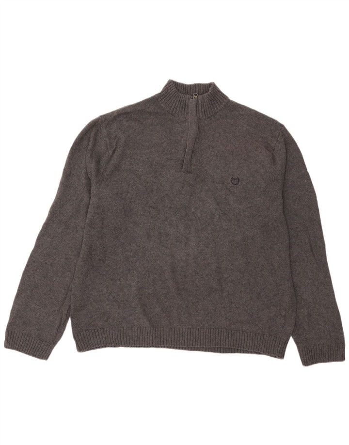 Suéter masculino Chaps com zíper e gola XL algodão cinza