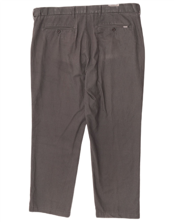 Calça masculina de ajuste regular Marks & Spencer W42 L29 listrada cinza