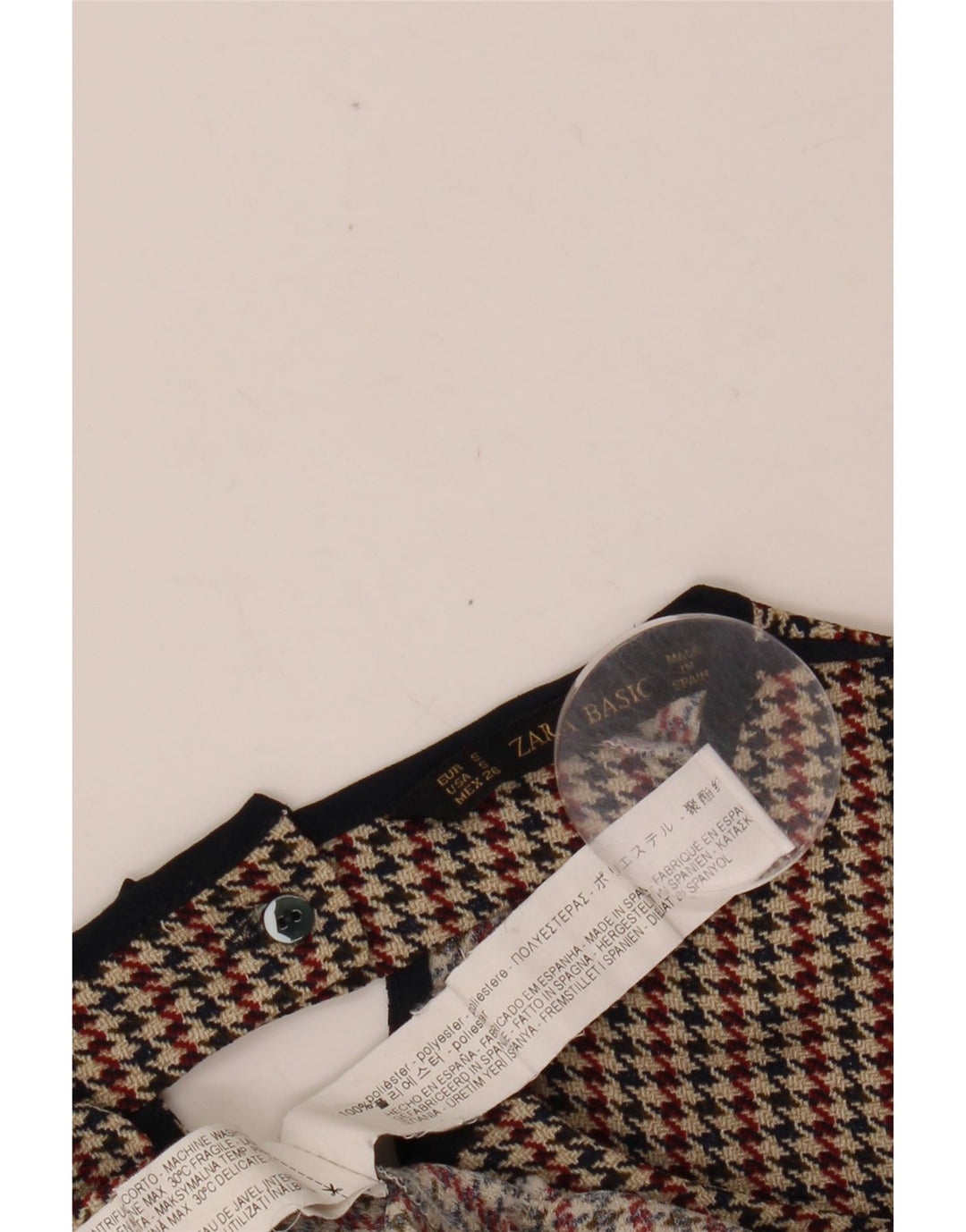 Blusa feminina manga 3/4 ZARA UK 10 pequena houndstooth multicolorida