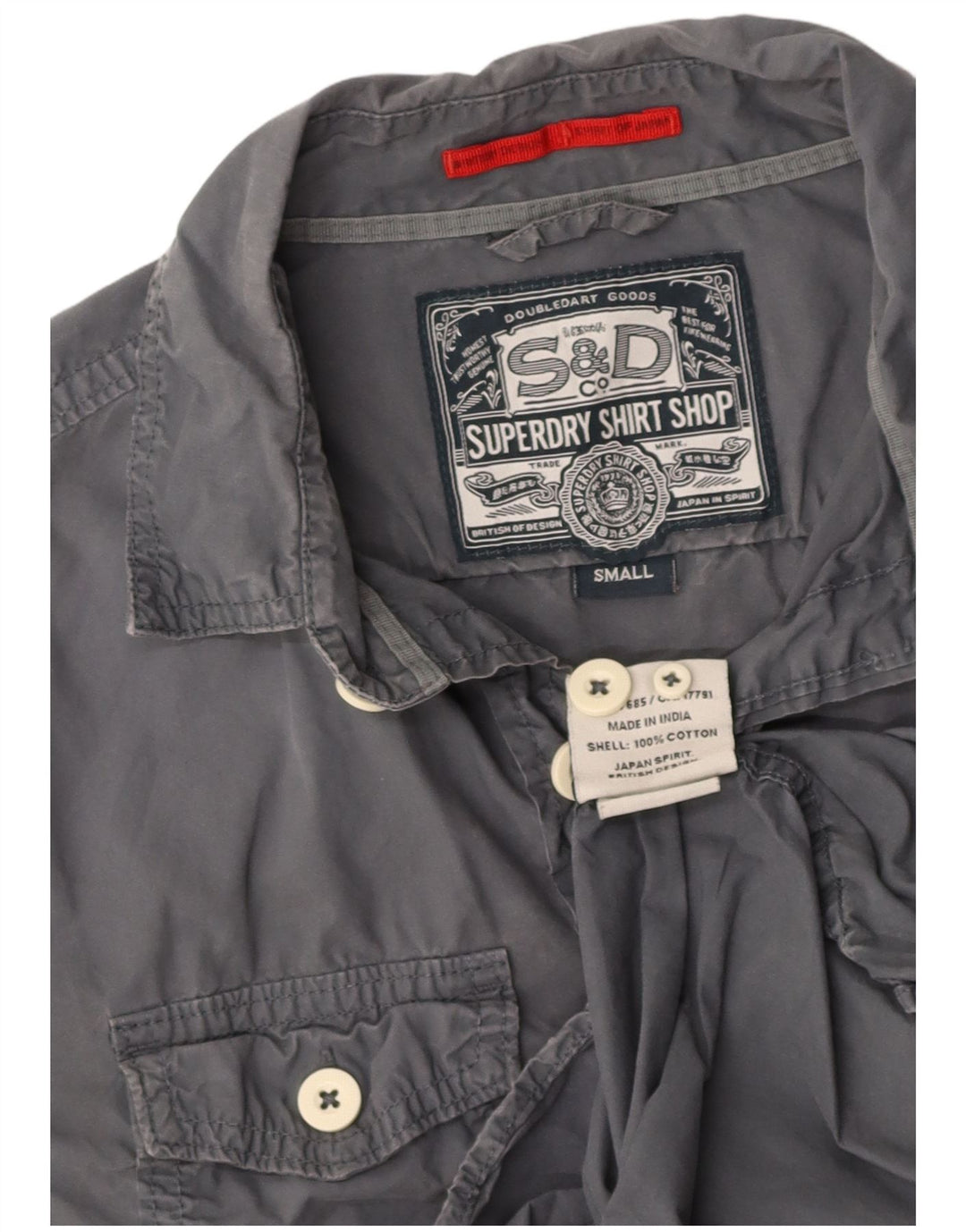Camisa masculina SUPERDRY pequena cinza algodão