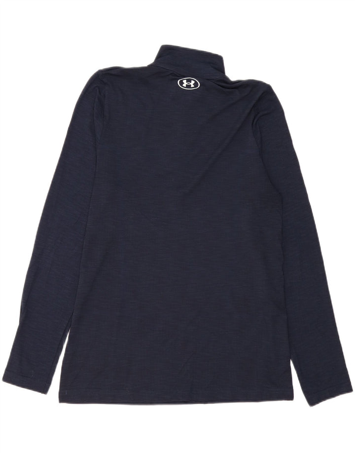 Camiseta masculina UNDER ARMOUR com zíper e manga comprida em poliéster azul marinho médio