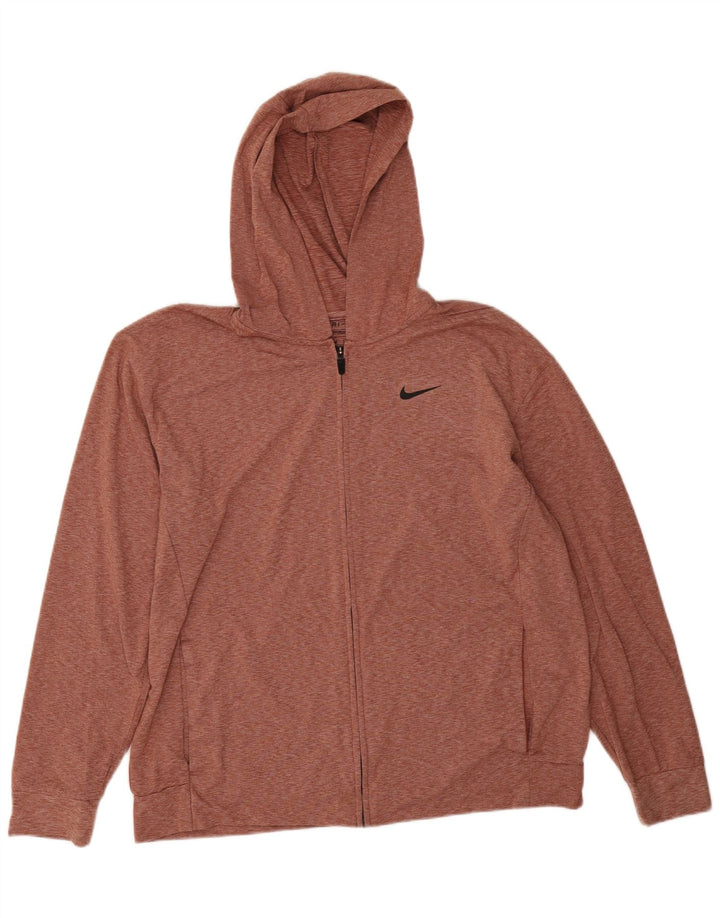 Suéter masculino Nike Dri Fit Standard Zip com capuz grande poliéster vermelho manchado